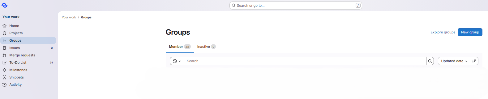 Open group management page
